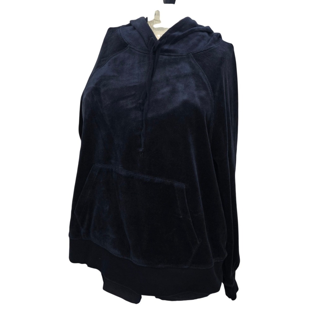 J.Crew Velour Hoodie Sweatshirt Women's Small Navy‎ Blue Heritage Pullover BA367